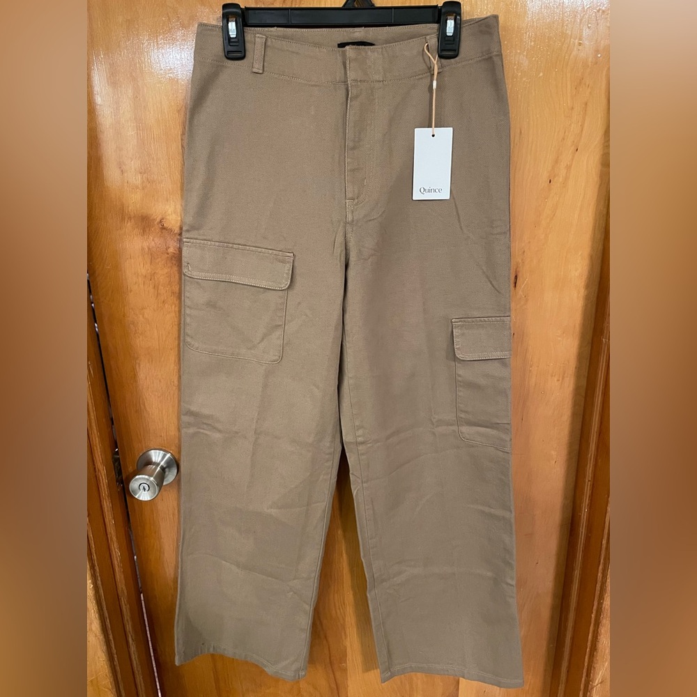 NWT Quince Organic Stretch Cotton Twill Cargo Pants in Light Khaki - Picture 4 of 7